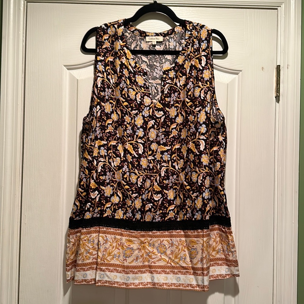 Cotton Blue sleeveless top only worn once size 1X